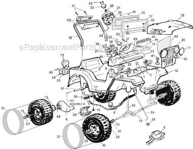 Page A Diagram and Parts List for 74547-9993  Power Wheels Ride-On Cars